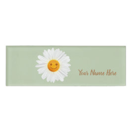 Daisy Flower Smiley Face Naambadge
