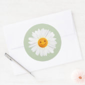 Daisy Flower Smiley Face Ronde Sticker (Envelop)