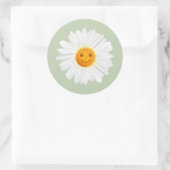 Daisy Flower Smiley Face Ronde Sticker (Tas)