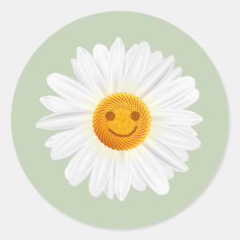 Daisy Flower Smiley Face Ronde Sticker