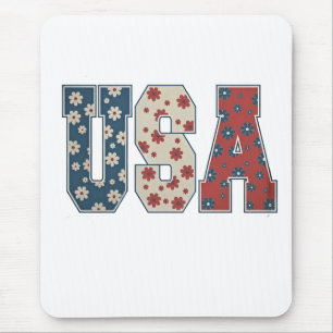 Daisy Flower USA Vlag 4 juli Patriottisch Muismat