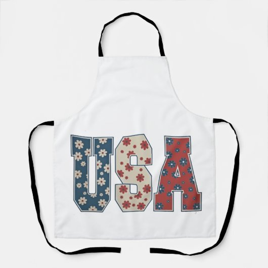 Daisy Flower USA Vlag 4 juli Patriottisch Schort (Voorkant)