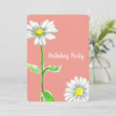Daisy Flower Verjaardagsfeest Uitnodiging Sinaasap (Staand voorkant)