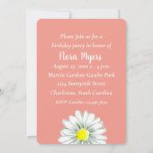 Daisy Flower Verjaardagsfeest Uitnodiging Sinaasap (Achterkant)