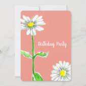Daisy Flower Verjaardagsfeest Uitnodiging Sinaasap (Voorkant)