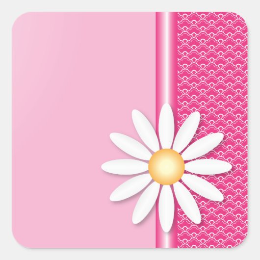 Daisy flower vierkante sticker (Voorkant)