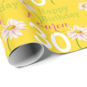 daisy flower voor 30e verjaardag, gele cadeauomsla cadeaupapier (Rol Hoek)