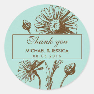 Daisy Flower Wedding Bedankt Sticker
