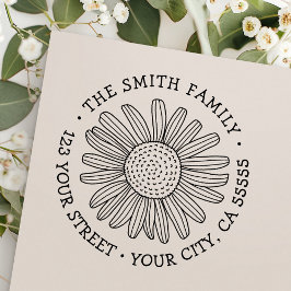 Daisy flower whimsical font return address  zelfinktende stempel