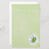 Daisy Flower White Lined Sage Green Briefpapier (Voorkant / Achterkant)