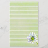Daisy Flower White Lined Sage Green Briefpapier (Voorkant)