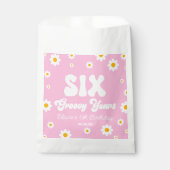Daisy Flower Zes Groovy Jaren 6e Verjaardagsfeest Bedankzakje (Voorkant)