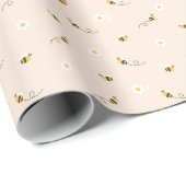 Daisy Flowers and Honey Bees Baby Birthday Cadeaupapier (Rol Hoek)