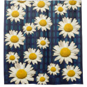 Daisy Flowers and Oval Geometric Blue Yellow Douchegordijn (Voorkant)