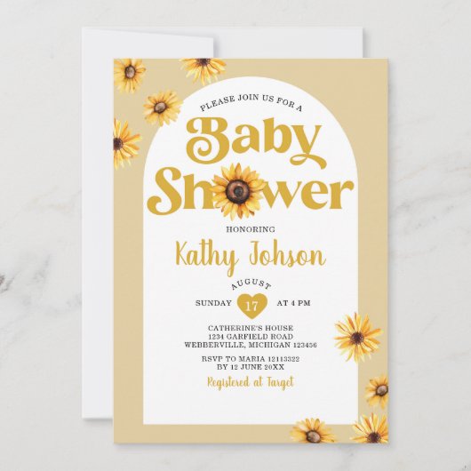 Daisy Flowers Arch Boho Baby shower Zonnebloemen Kaart (Voorkant)