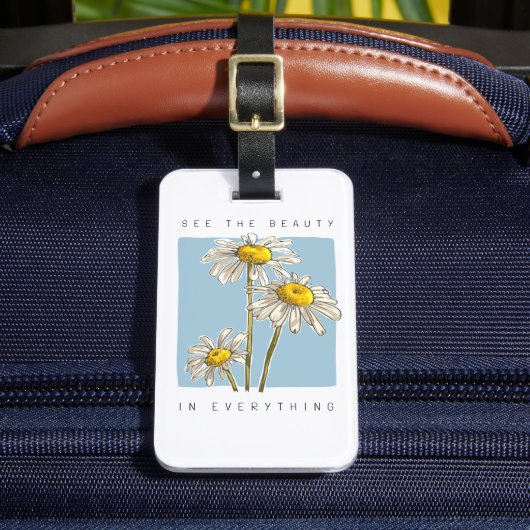 Daisy Flowers Beauty Slogan Bagagelabel (Voorkant Insitu 2)