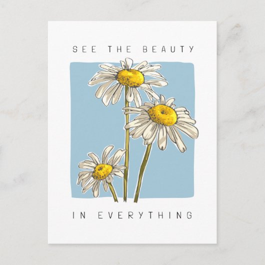 Daisy Flowers Beauty Slogan Briefkaart (Voorkant)