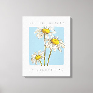 Daisy Flowers Beauty Slogan Canvas Afdruk