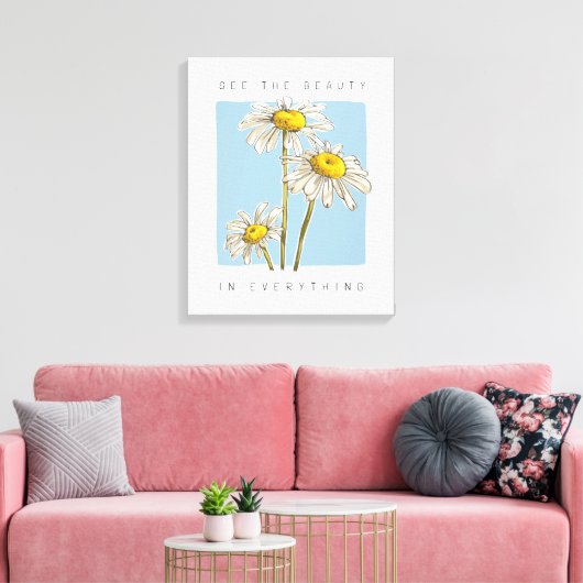 Daisy Flowers Beauty Slogan Canvas Afdruk (Insitu (Woonkamer))