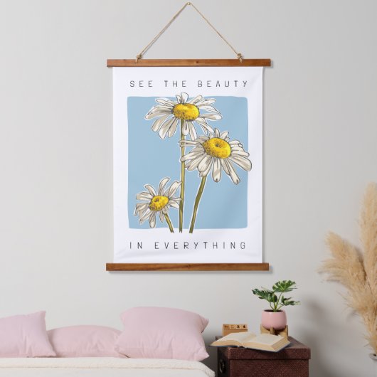 Daisy Flowers Beauty Slogan Hangend Wandkleed (Slaapkamer)