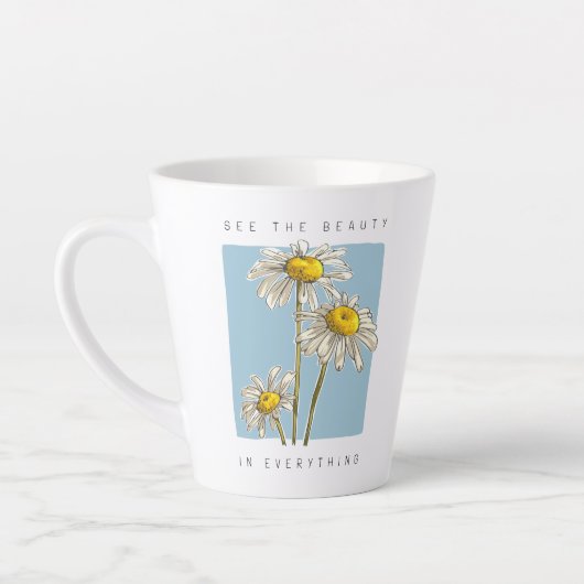 Daisy Flowers Beauty Slogan Latte Mok (Links)