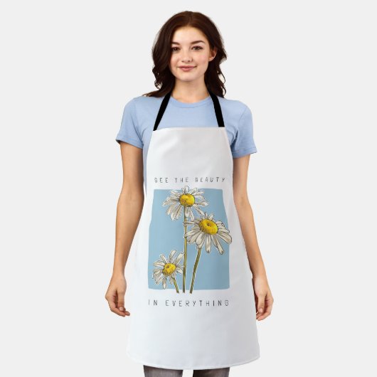Daisy Flowers Beauty Slogan Schort (Gedragen)