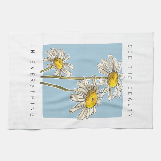 Daisy Flowers Beauty Slogan Theedoek (Horizontaal)