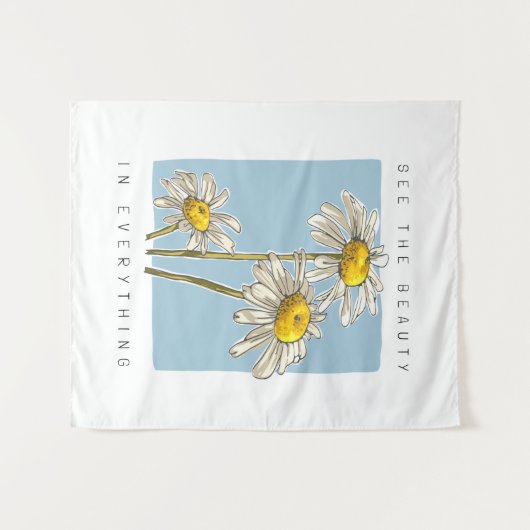 Daisy Flowers Beauty Slogan Wandkleed (Voorkant (horizontaal))
