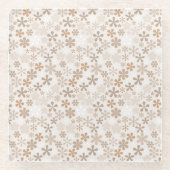 Daisy Flowers Beige Floral Aesthetic Ditsy Tan Glazen Onderzetter (Voorkant)