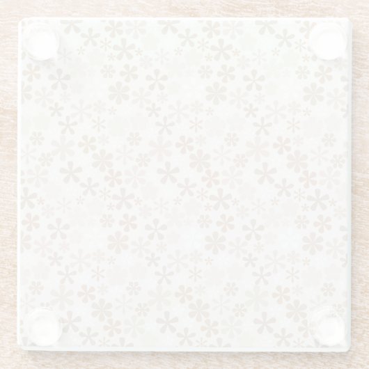 Daisy Flowers Beige Floral Aesthetic Ditsy Tan Glazen Onderzetter (Achterkant)