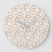 Daisy Flowers Beige Floral Aesthetic Ditsy Tan Grote Klok (Voorkant)