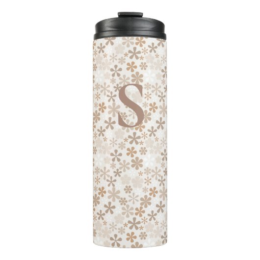 Daisy Flowers Beige Floral Aesthetic Ditsy Tan INT Thermosbeker (Voorkant)
