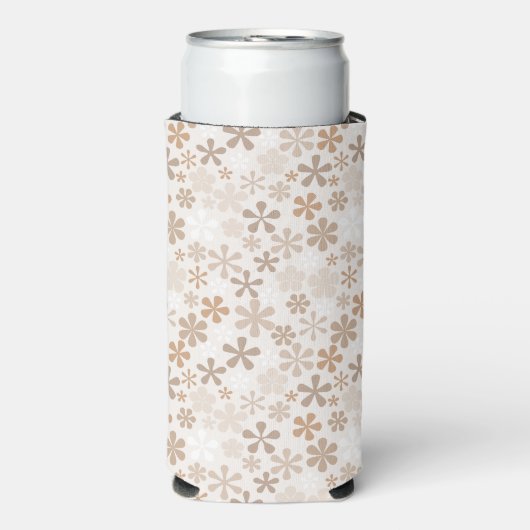 Daisy Flowers Beige Floral Aesthetic Ditsy Tan Seltzer Blikjeskoeler (Seltzer Voorkant)