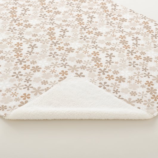 Daisy Flowers Beige Floral Aesthetic Ditsy Tan Sherpa Deken (3/4)