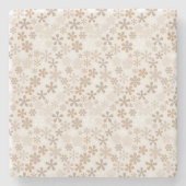 Daisy Flowers Beige Floral Aesthetic Ditsy Tan Stenen Onderzetter (Voorkant)
