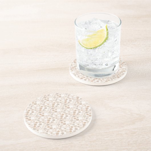 Daisy Flowers Beige Floral Aesthetic Ditsy Tan Zandsteen Onderzetter (Zijkant)