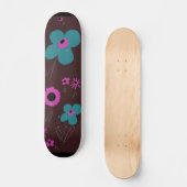 Daisy Flowers Blauwgroen Magenta Black eggplant Persoonlijk Skateboard (Voorkant)
