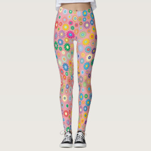 Daisy Flowers bloemmotief Roze Natuur kunst Leggings