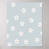 Daisy Flowers Blue Poster (Voorkant)