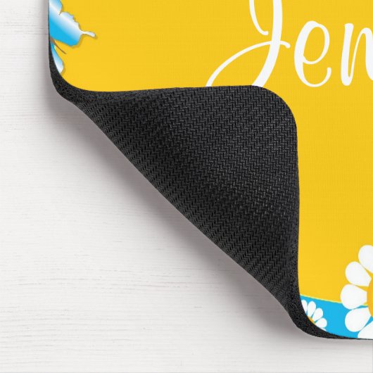 Daisy Flowers Blue & Yellow Personalized Mousepad Muismat (Hoek)