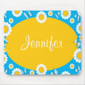 Daisy Flowers Blue & Yellow Personalized Mousepad Muismat (Voorkant)