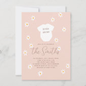 Daisy Flowers Boho Pink Little Sister Baby shower Kaart (Voorkant)