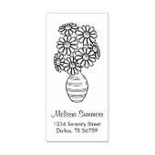 Daisy Flowers Bouquet Vase Adres Rubberstempel (Afrduk)