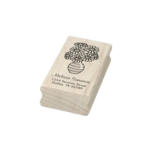 Daisy Flowers Bouquet Vase Adres Rubberstempel (Stempel)