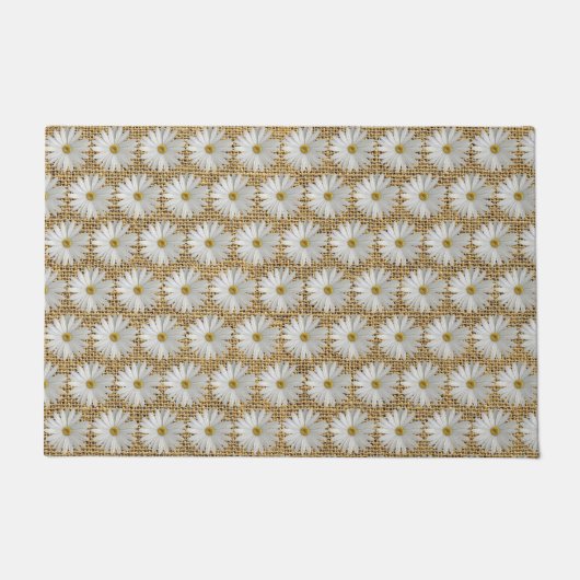 Daisy Flowers Burlap Deurmat (Voorkant)