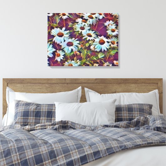 DAISY FLOWERS CANVAS AFDRUK (Insitu (Slaapkamer))