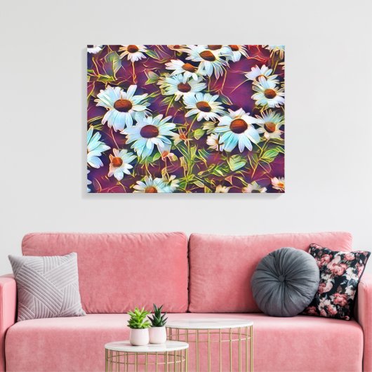 DAISY FLOWERS CANVAS AFDRUK (Insitu (Woonkamer))
