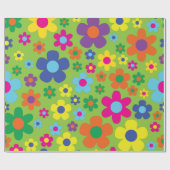 Daisy Flowers Cute Colorful 1st Birthday Party Cadeaupapier (Vlak)