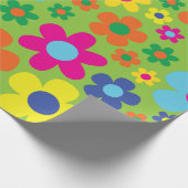 Daisy Flowers Cute Colorful 1st Birthday Party Cadeaupapier (Hoek)