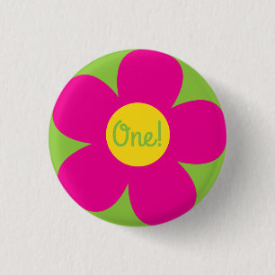Daisy Flowers Cute Colorful 1st Birthday Party Ronde Button 3,2 Cm